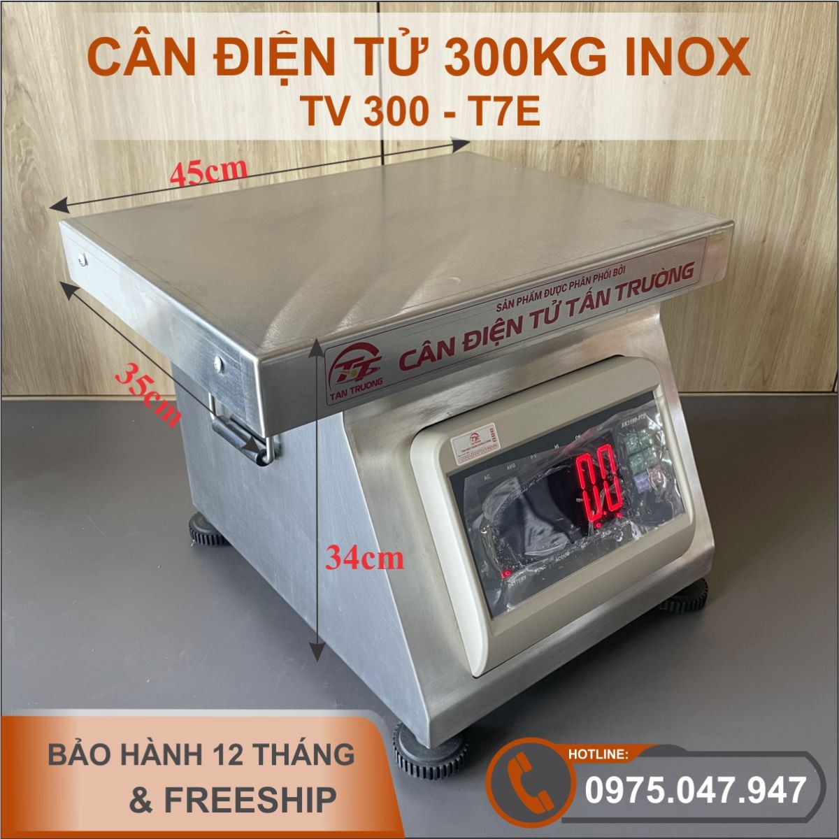 Cân đồng hồ điện tử 300kg T7E - Inox